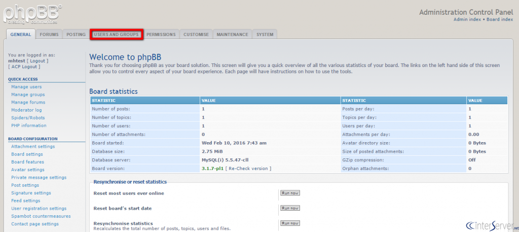 Create User Group in phpBB