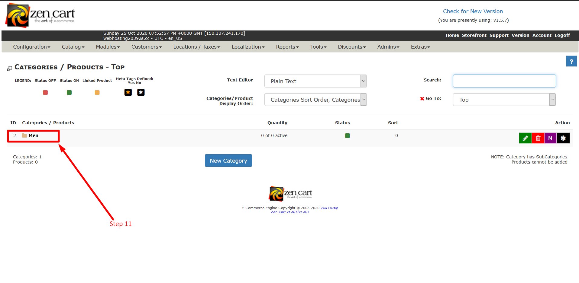 How to add category in Zencart - Step 11