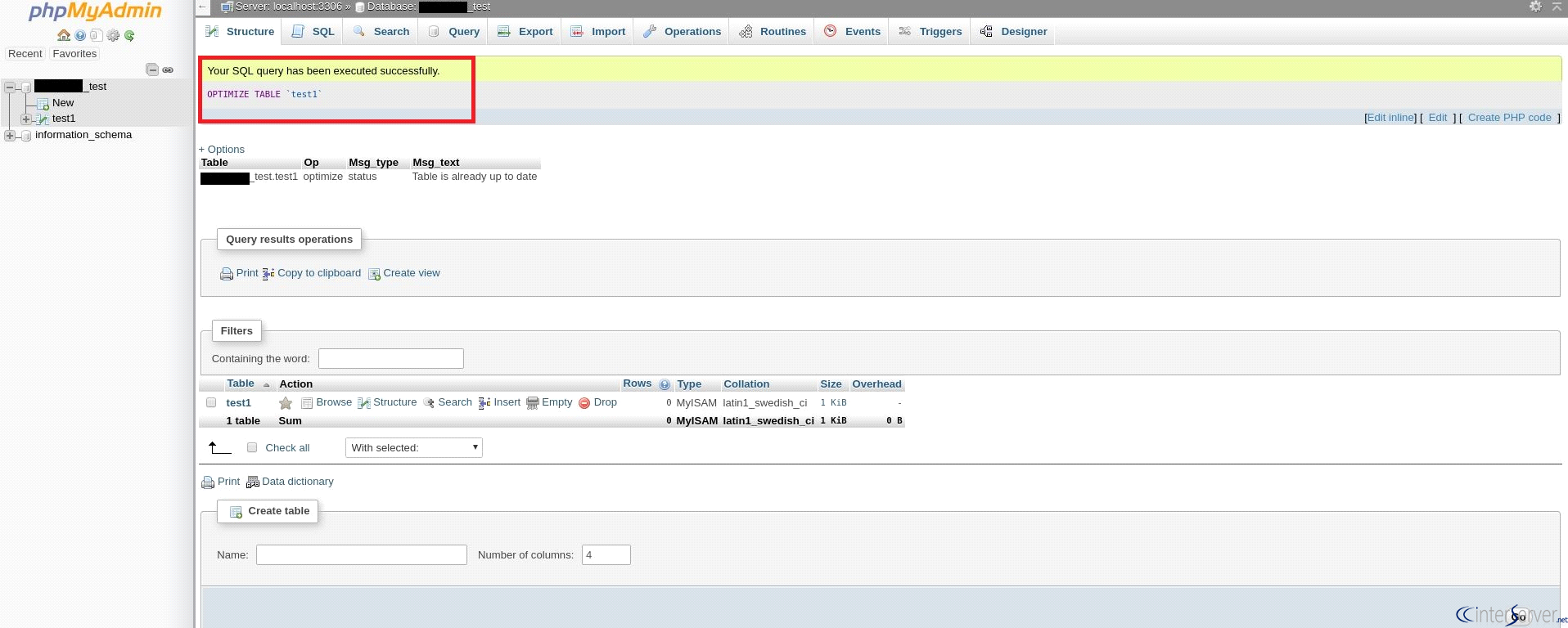 Optimize db in plesk