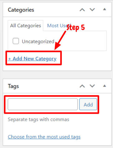 Select Category and tags for Testimonial