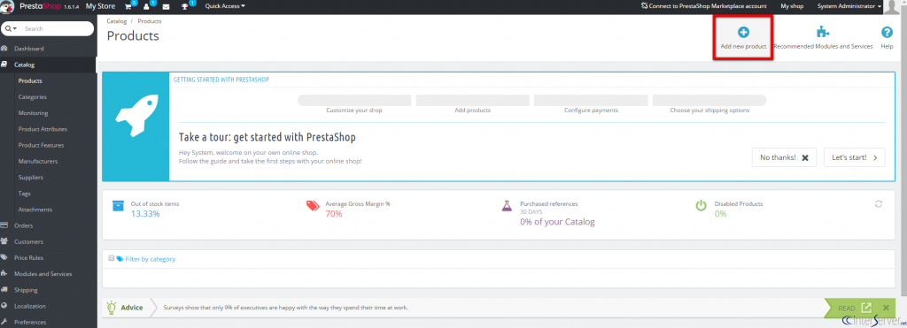 Create product in PrestaShop