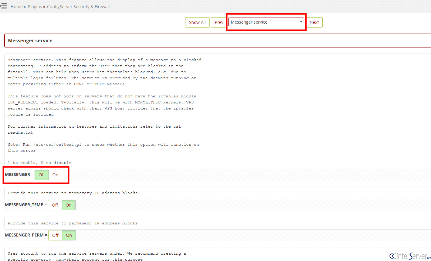 CSF messenger service
