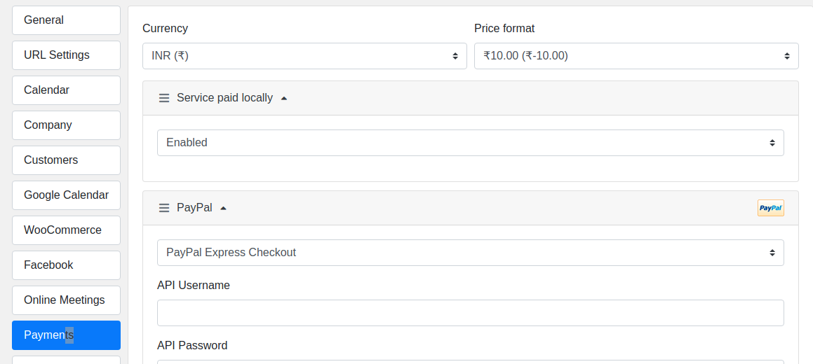 Currency settings in Bookly