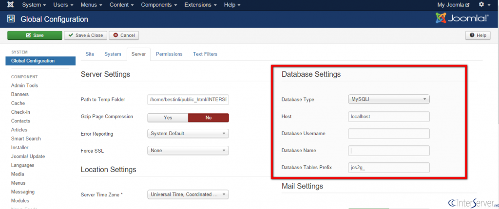 Database Settings