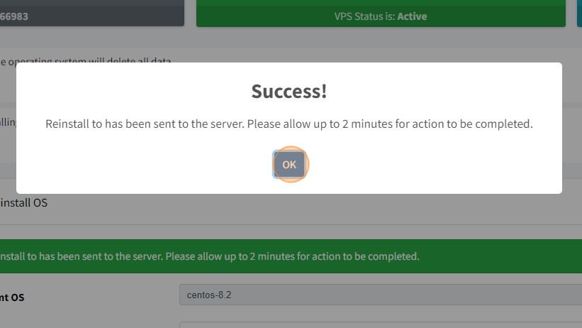 How to Re-install the OS on a VPS - Step 19