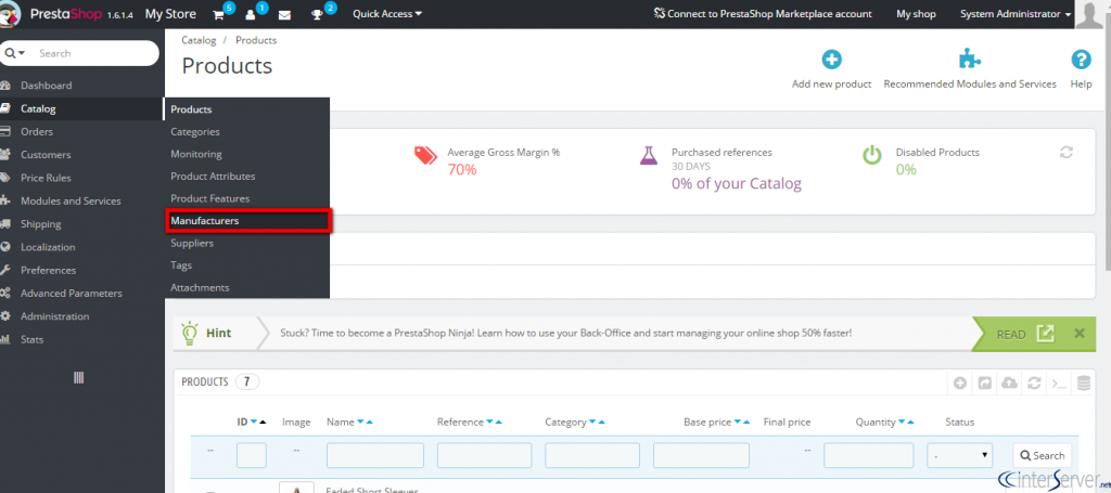 Add manufacturer in PrestaShop