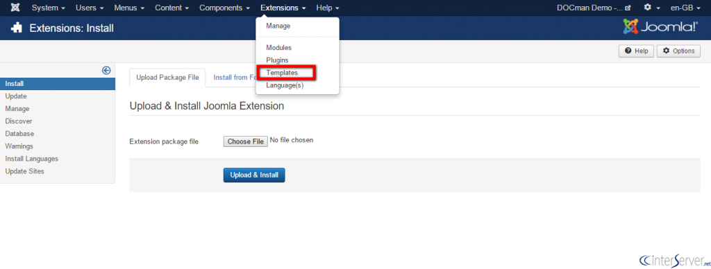 Install Joomla Template