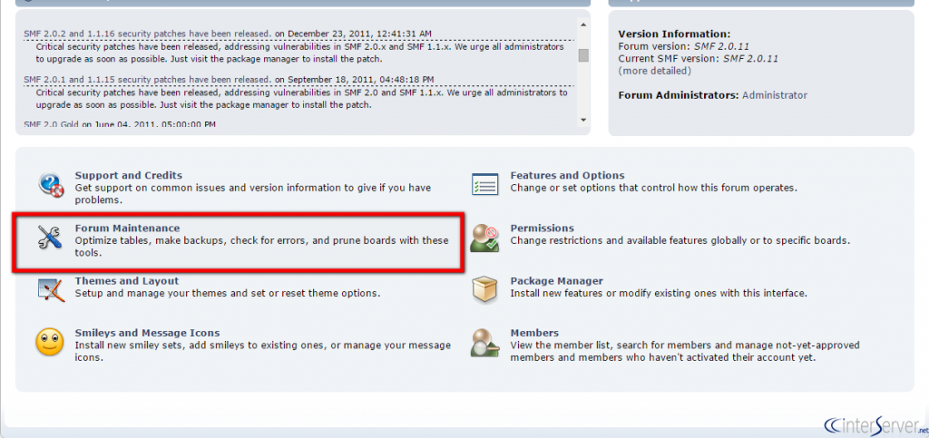 Optimize database tables in SMF