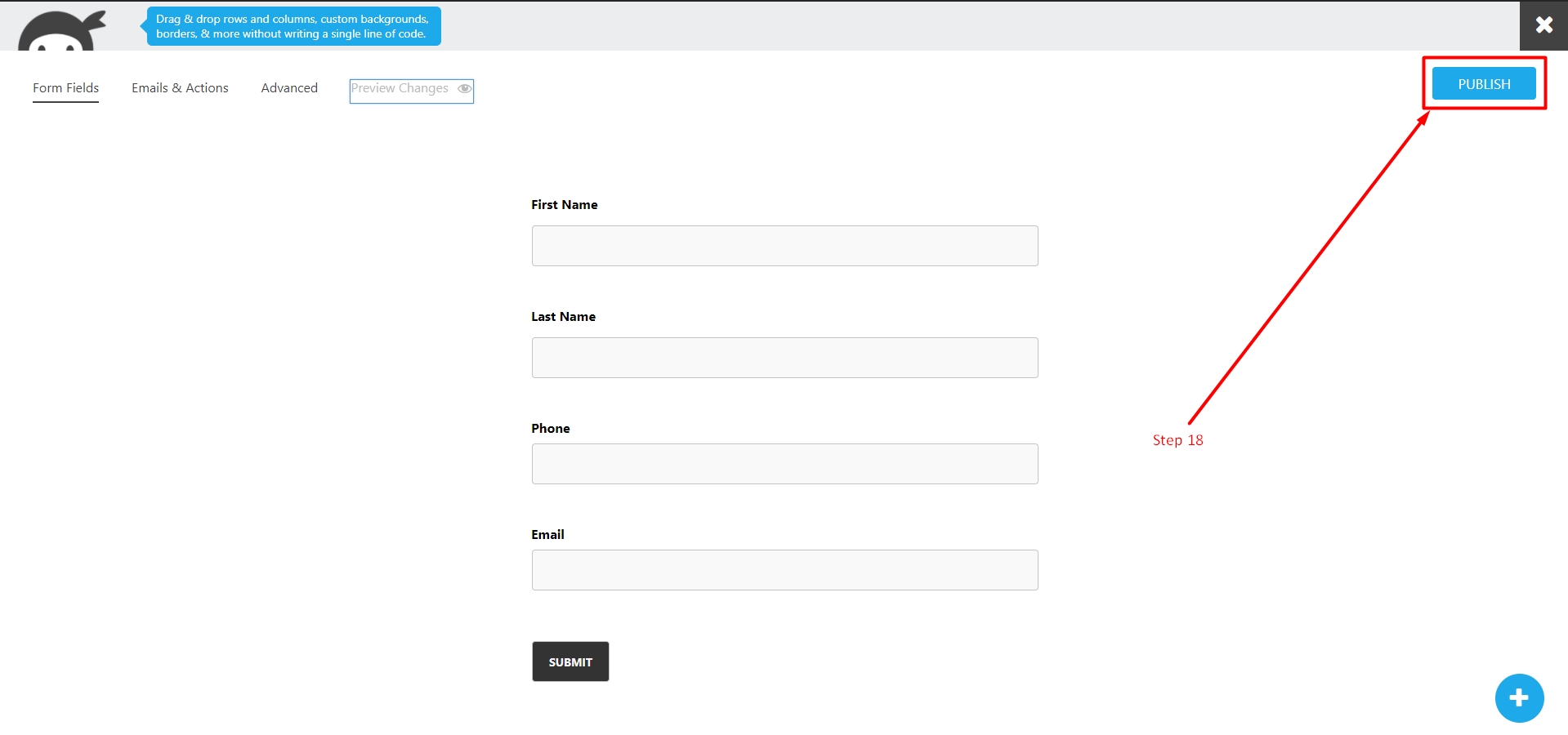 Publish a form in Ninja Forms