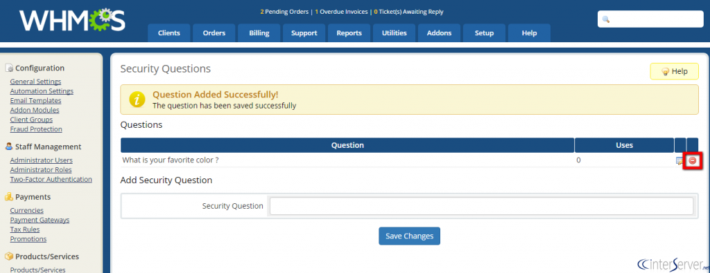 Security Questions