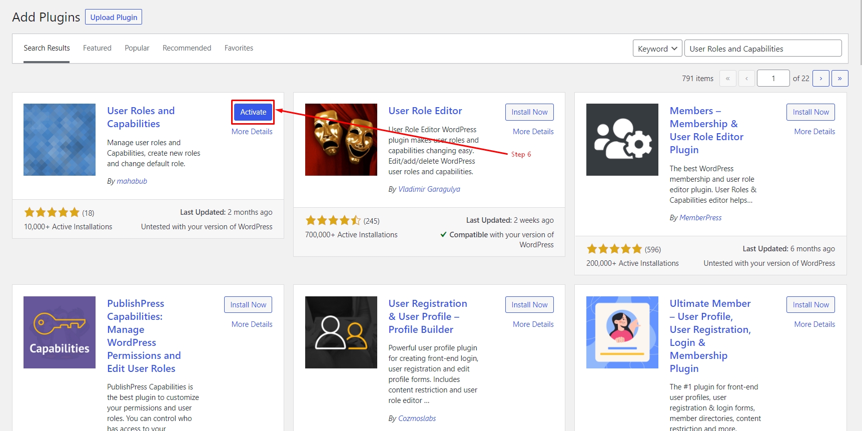 Install and activate User roles and capabilities plugin