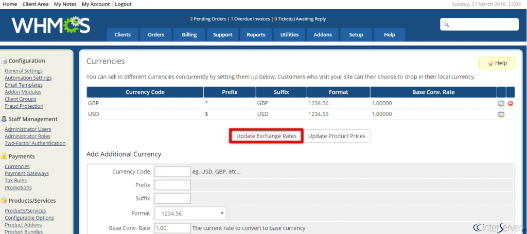 Customize Currencies