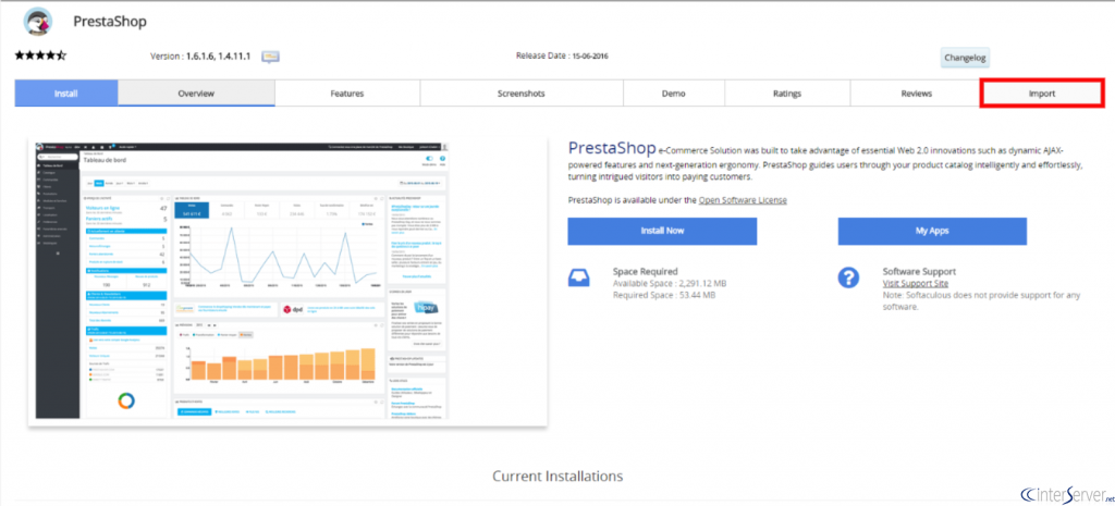 Import Software Using Softaculous