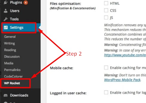 WP Rocket Step 2