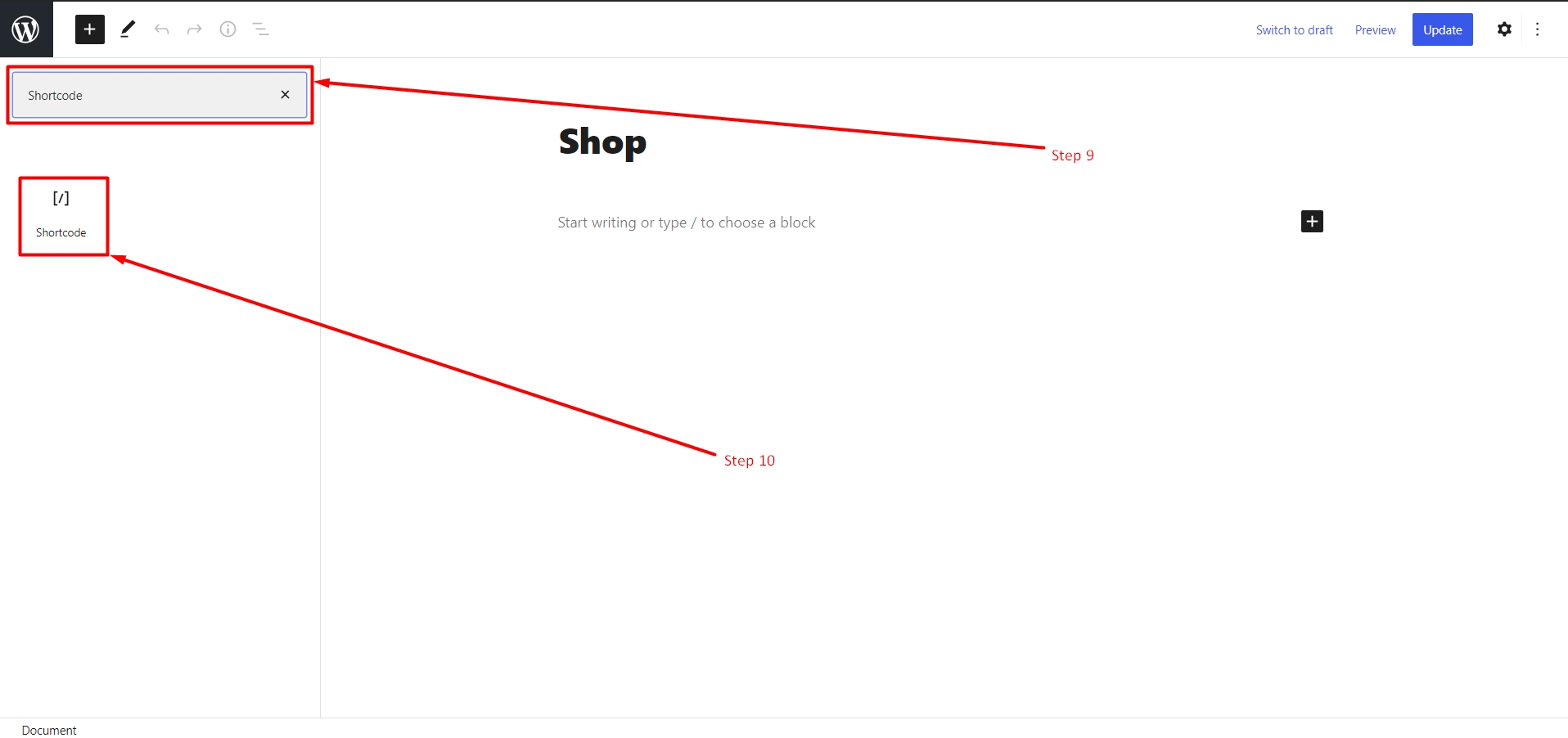 Drag and drop shortcode element in WordPress post