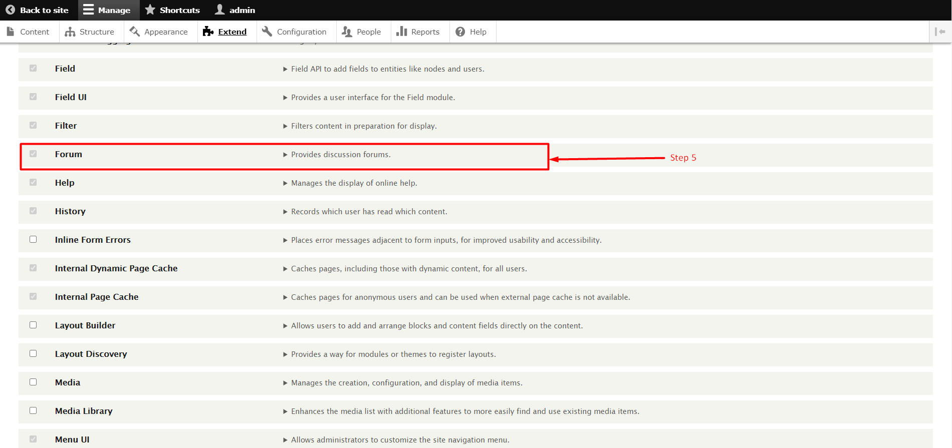 How to create a forum in Drupal - Step 5
