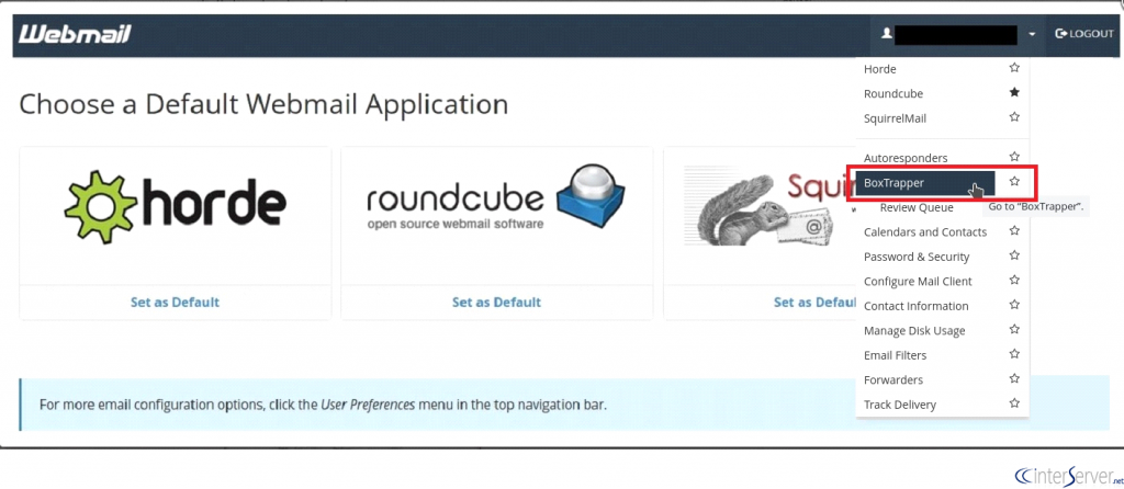 Boxtrapper in webmail