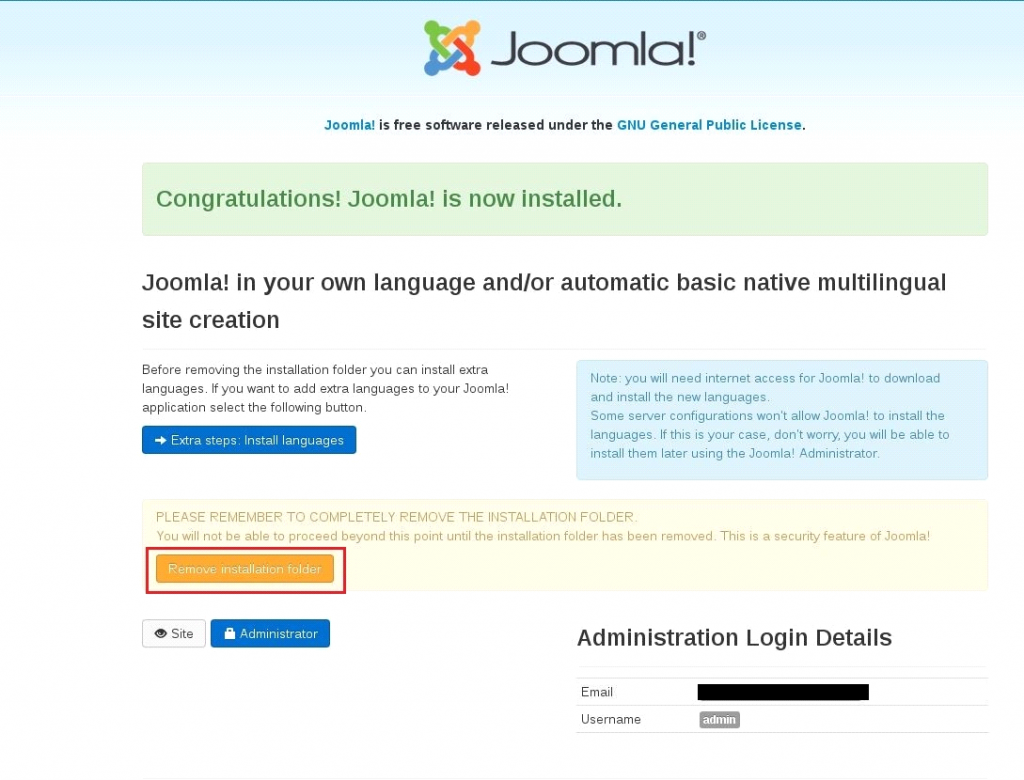 Install Joomla Over SSH in CentOS/RHEL