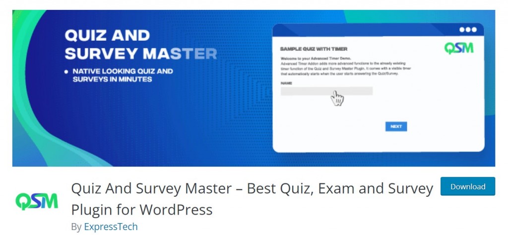 2.Quiz and Survey Master Plugin