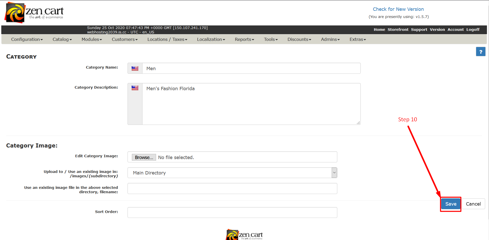 How to add category in Zencart - Step 10