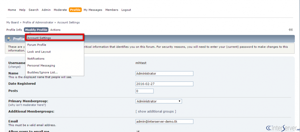 Change user's password
