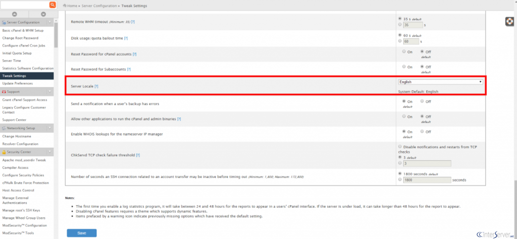 Change default language