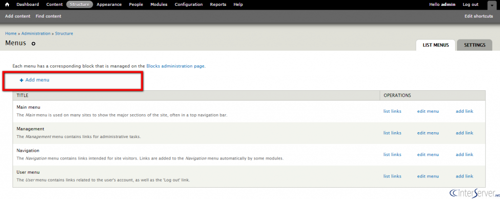 Create menus in Drupal