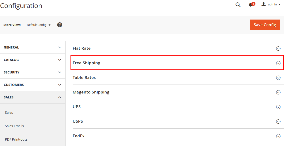 Configure Free Shipping in Magento - Step 3