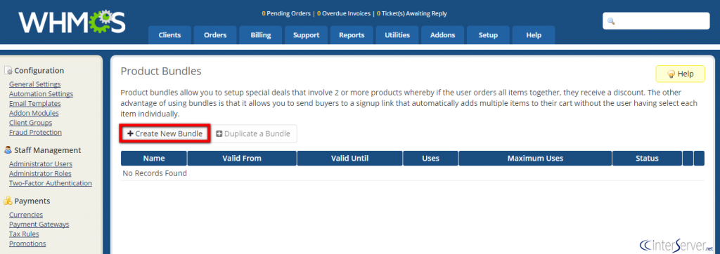 Manage Product Bundles in WHMCS