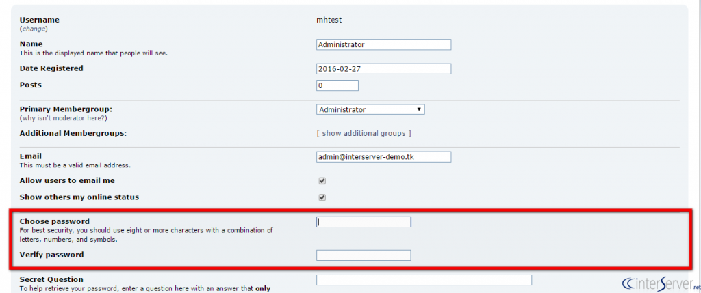 Change user's password