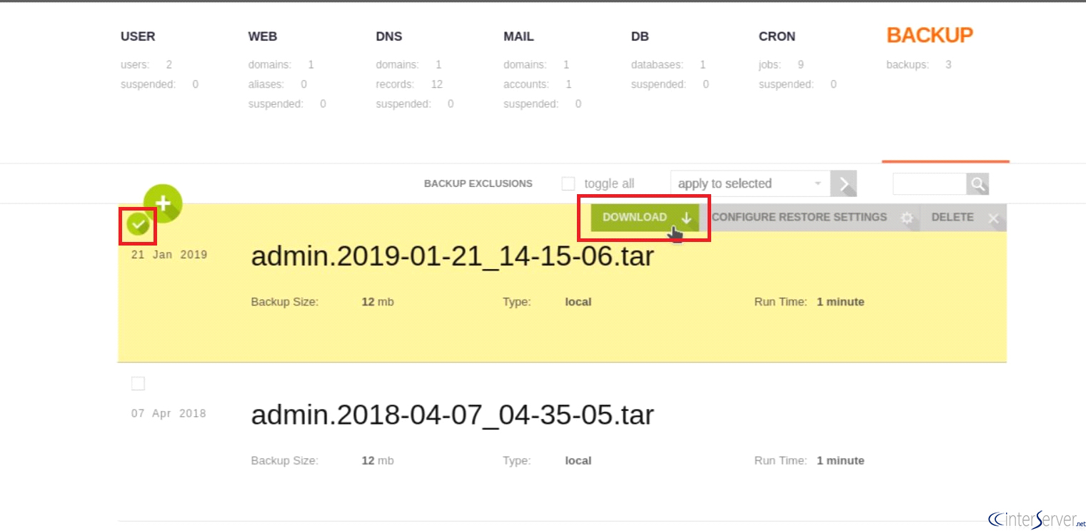 Create Backup