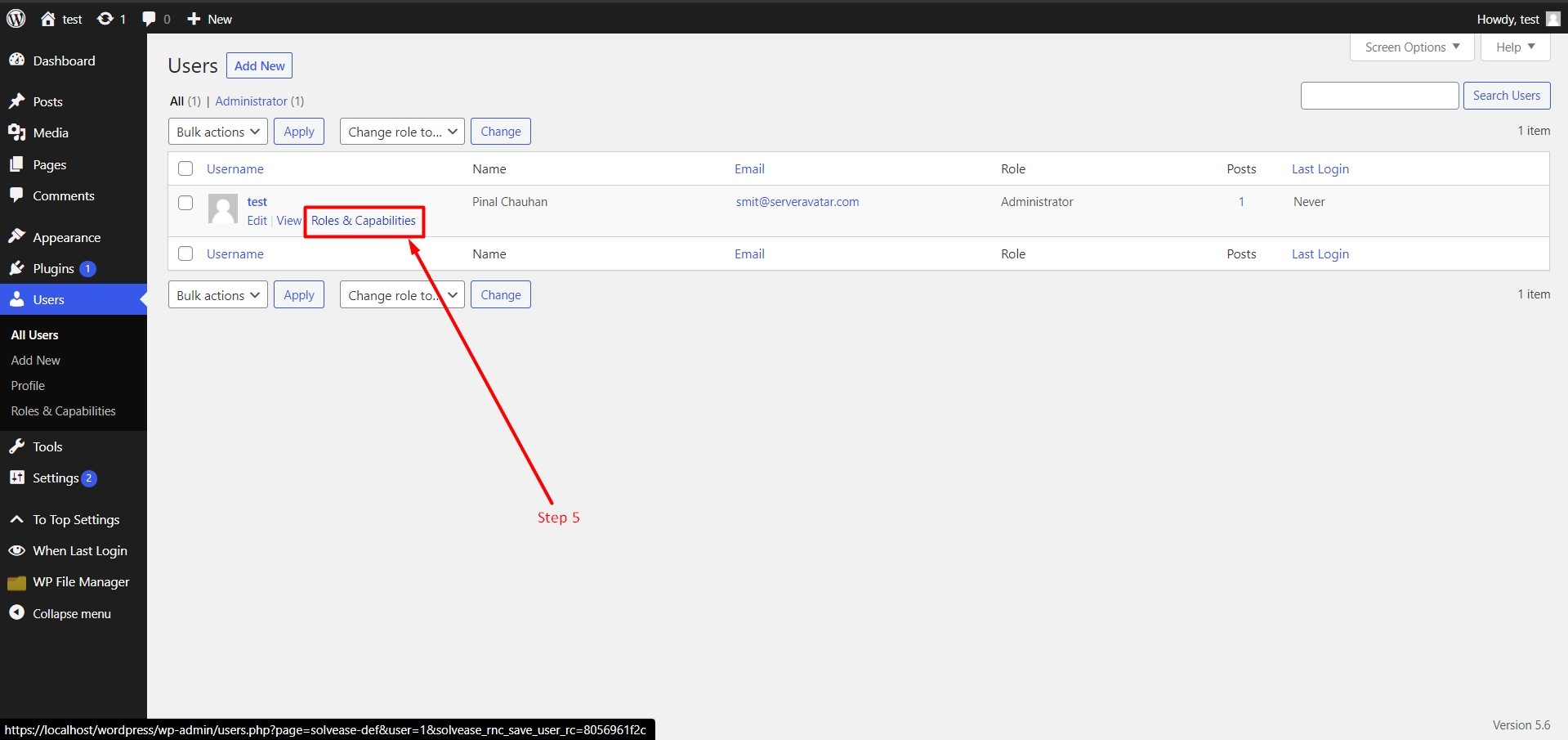 manage capabilities of a single user