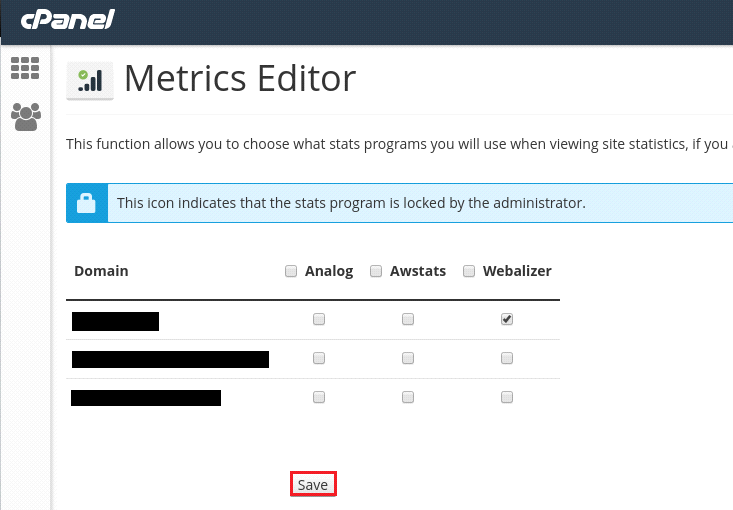 Enable Stats in cPanel Using Metrics Editor