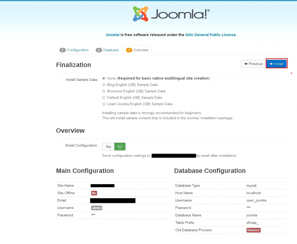 Install Joomla Over SSH in CentOS/RHEL