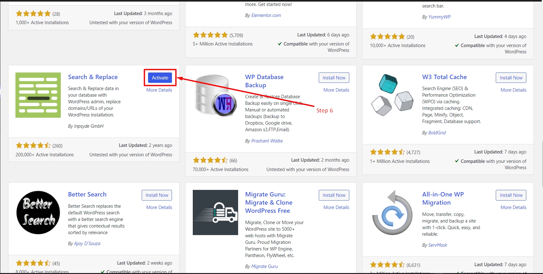 Activate Search and Replace plugin in WordPress