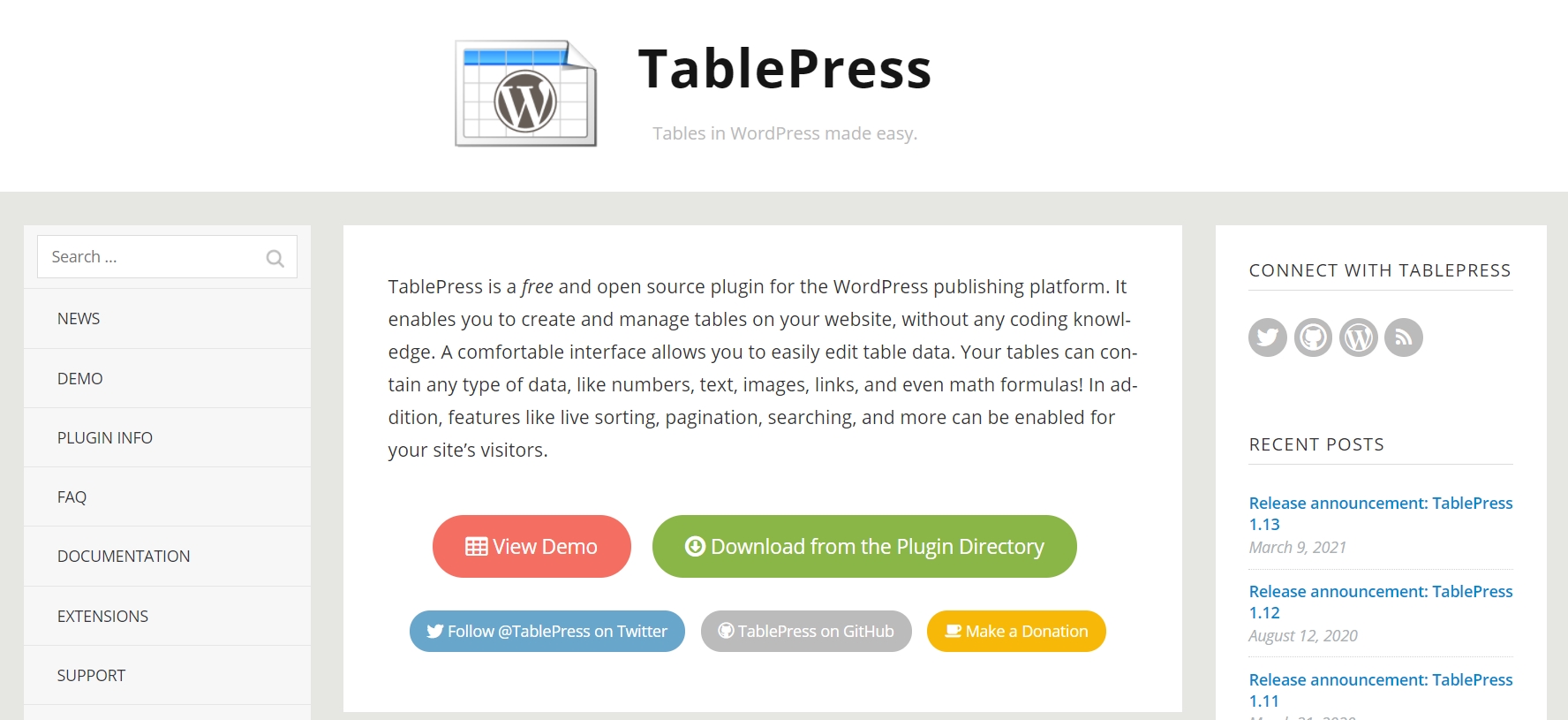 TablePress | Tables in WordPress made easy!