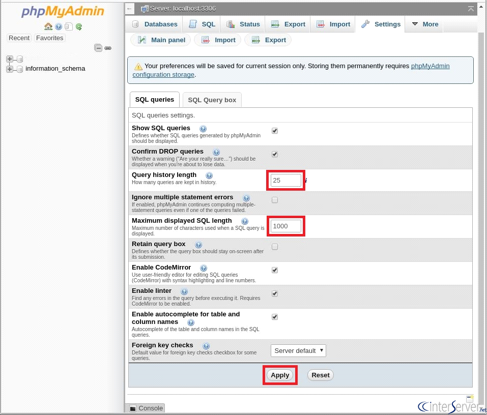 Query Settings