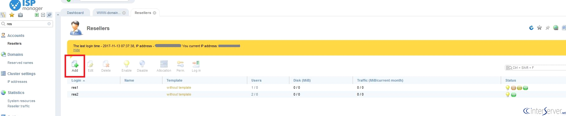 Create Reseller in ISP