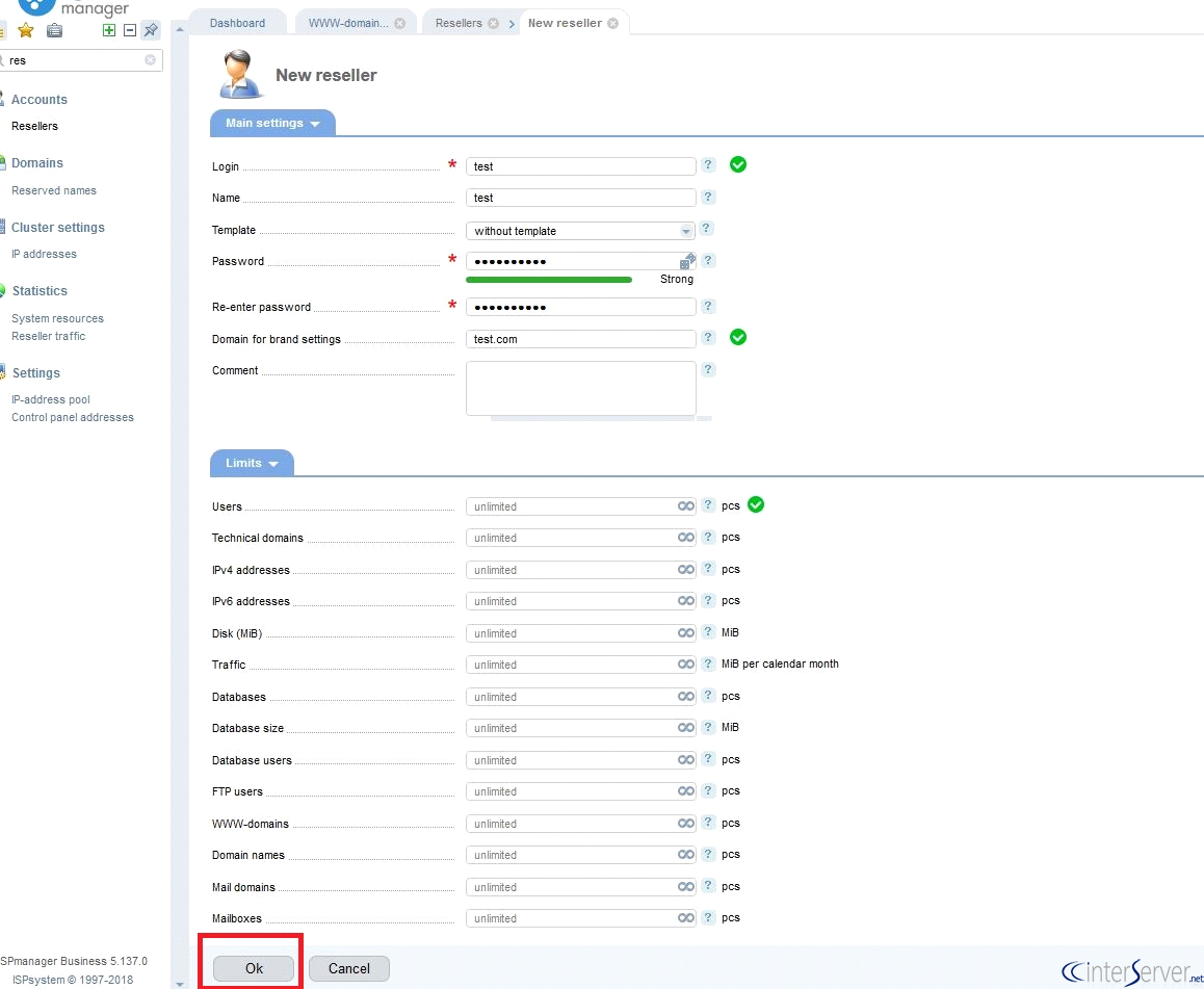 Create Reseller in ISP