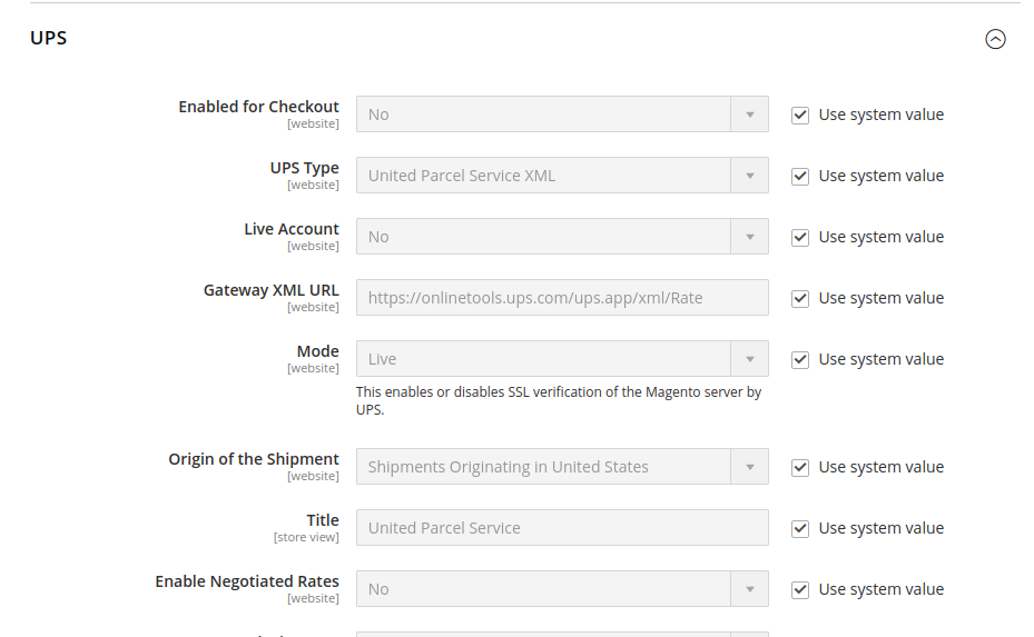 UPS shipping method in Magento - Step 4