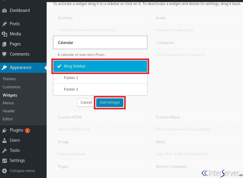 show or hide widgets