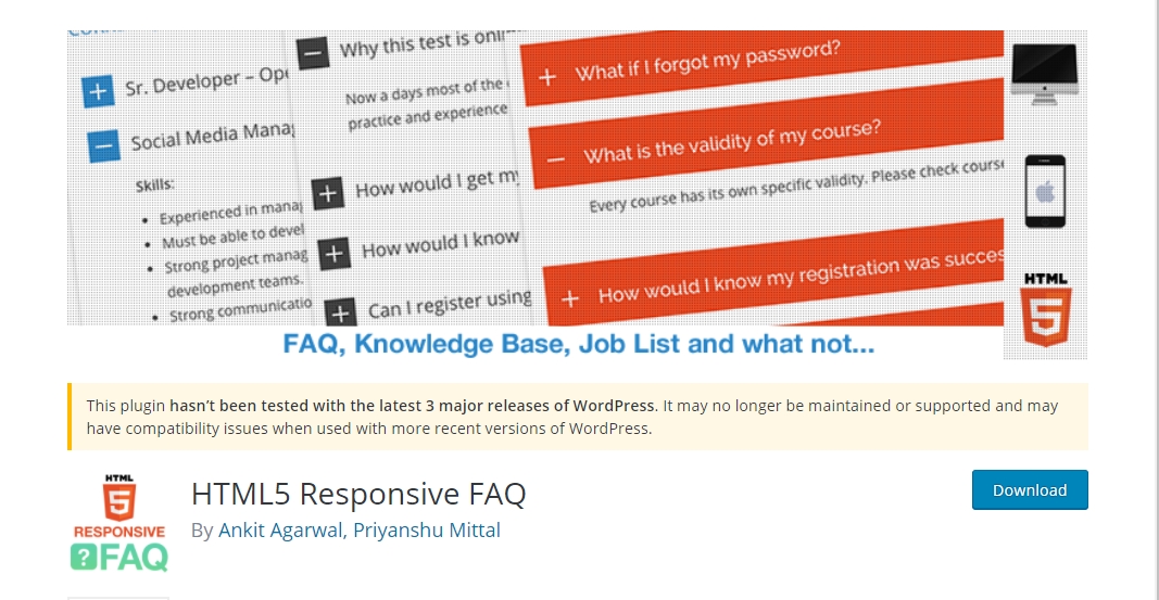 HTML5 Responsive FAQ plugin for WordPress