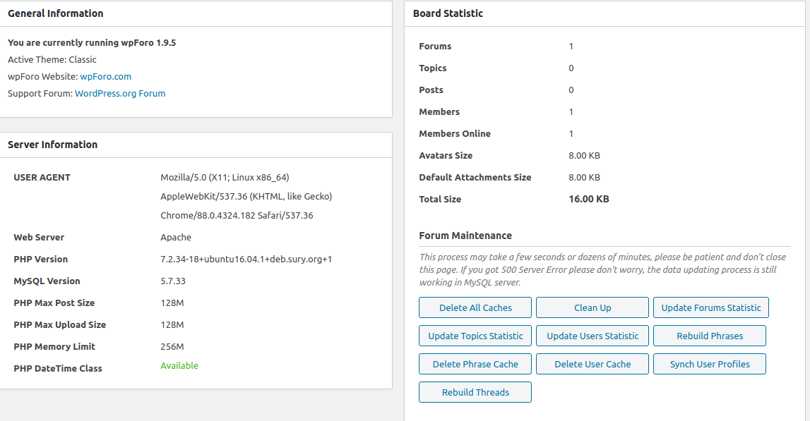 WpForo settings and options