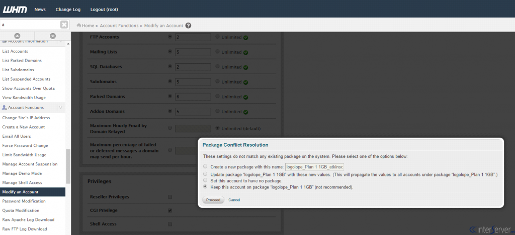 Account Bandwidth