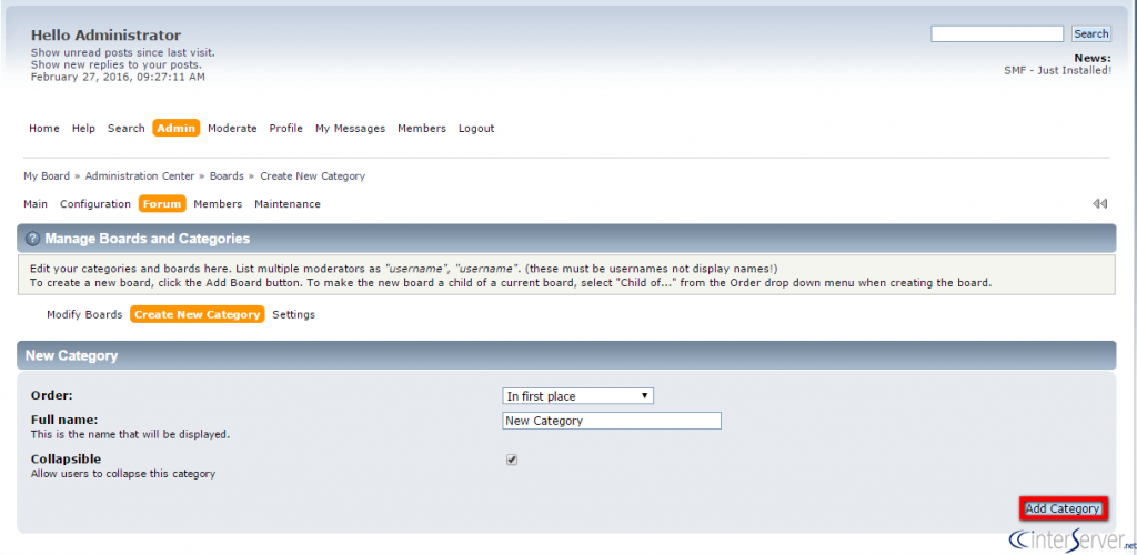 Manage category in SMF