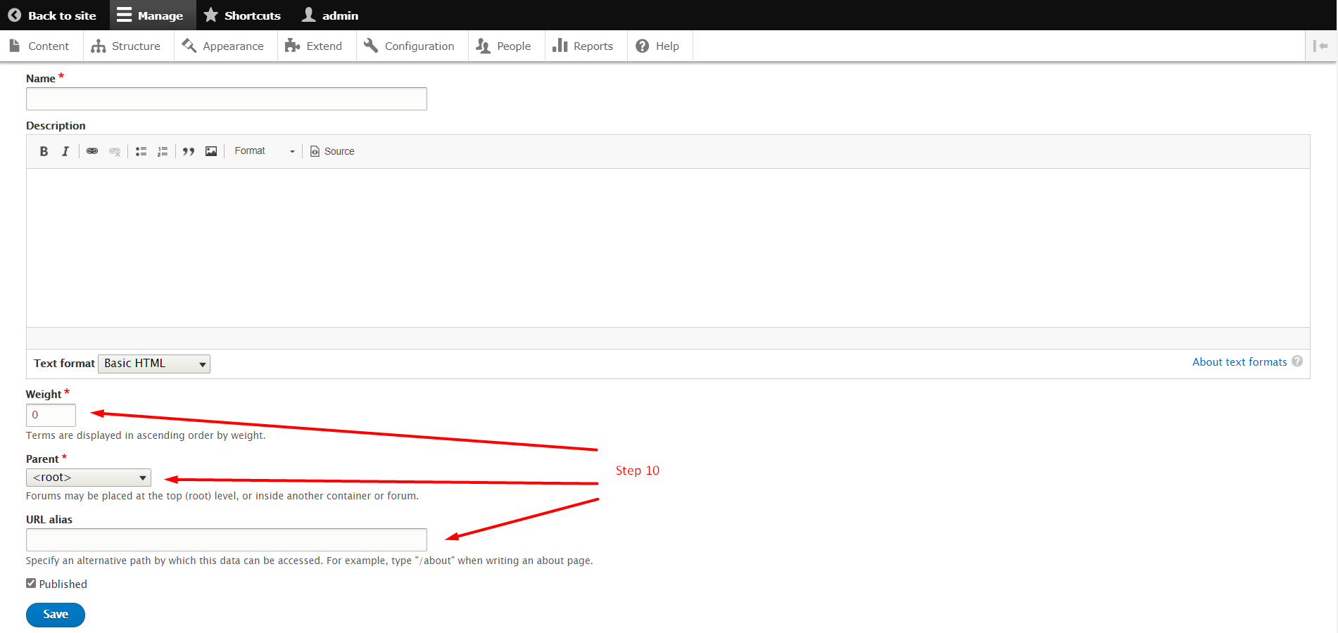 How to create a forum in Drupal - Step 10