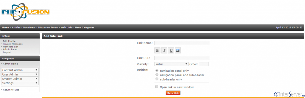 Manage Site Links