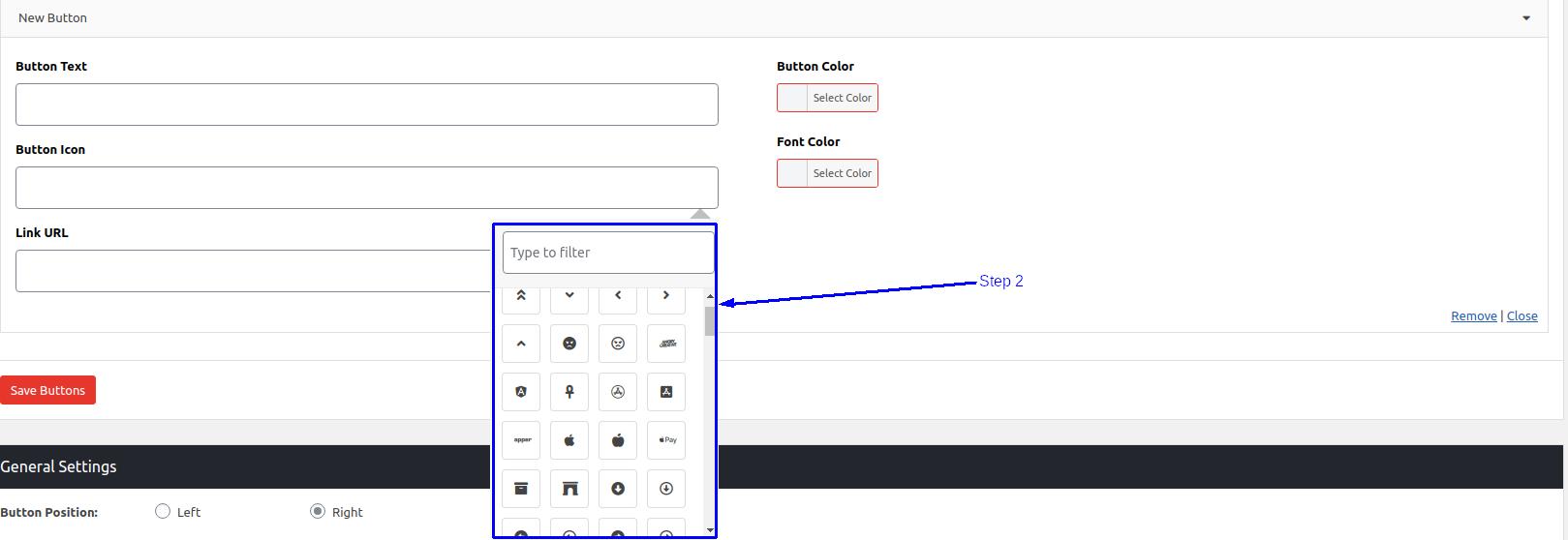 Set button icon for custom sticky buttons