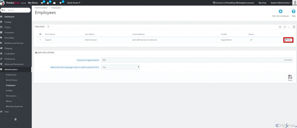 PrestaShop default language