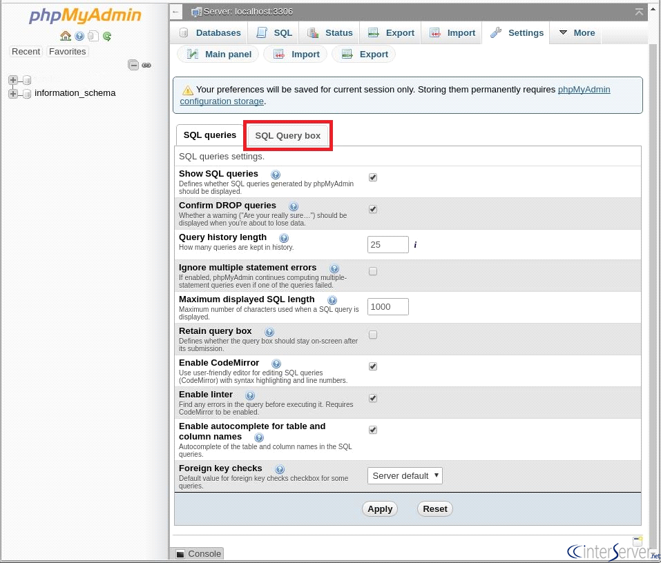 Query Settings